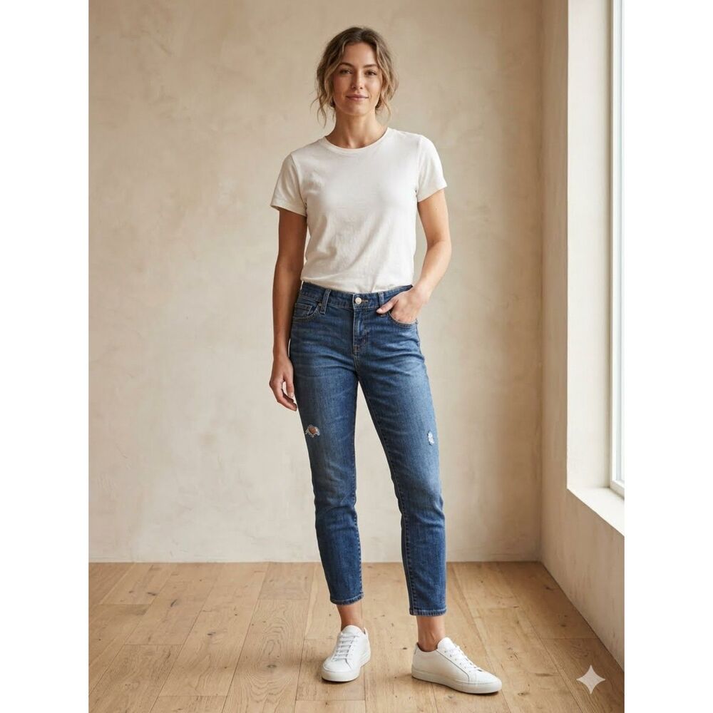Gap 1969 Always Skinny Jeans Womens 30R Distressed Stretch Ripped Blue Denim
